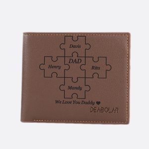 UnusualStandout #522 Personalized Puzzle Leather Tri-fold Wallet