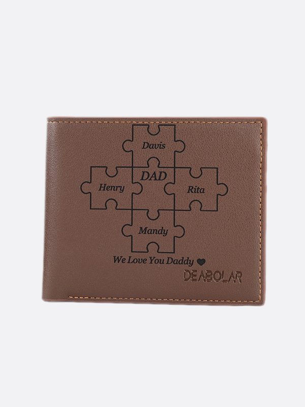 UnusualStandout #522 Personalized Puzzle Leather Tri-fold Wallet