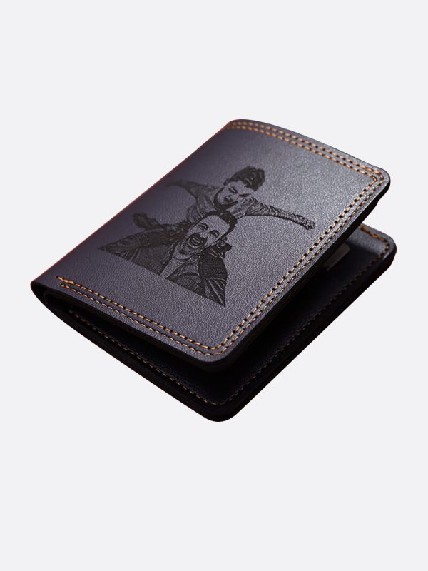 UnusualStandout #527 Personalized Men's Ultra-thin Simple Vertical Photo Wallet