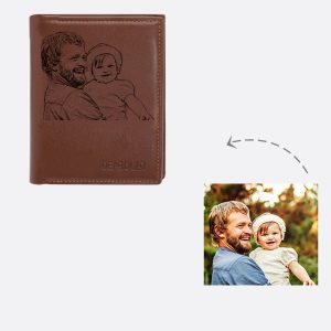 UnusualStandout #536 Personalized Photo Leather Men's Trifold Vertical Wallet