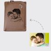 UnusualStandout #541 Personalized Photo Leather Short Wallet - Brown