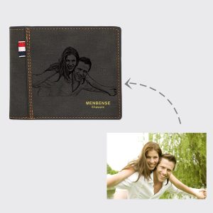 UnusualStandout #544 Personalized Photo Men's Tri-fold Wallet - Black