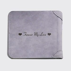 UnusualStandout #546 Personalized Photo Men's Short Wallet - Gray