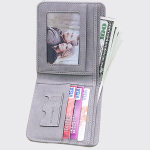 UnusualStandout #546 Personalized Photo Men's Short Wallet - Gray