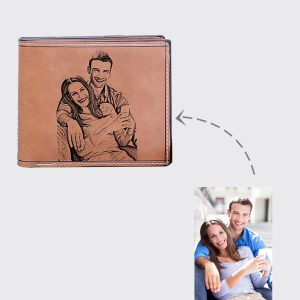 UnusualStandout #548 Personalized Photo Genuine Leather Men's Wallet - Dark Brown