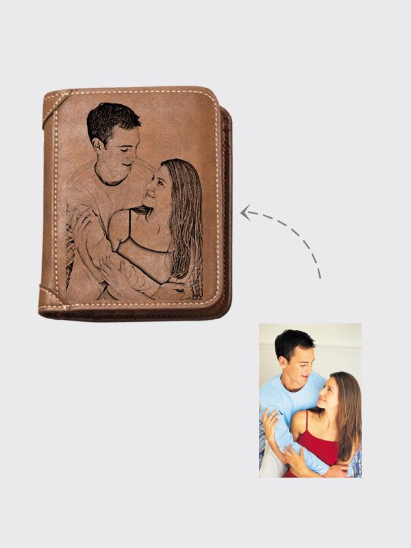 UnusualStandout #550 Personalized photo men's leather vertical wallet dark brown