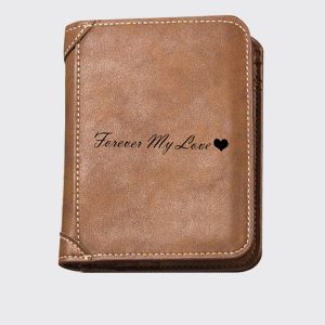 UnusualStandout #550 Personalized photo men's leather vertical wallet dark brown