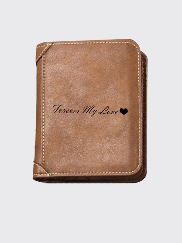 UnusualStandout #550 Personalized photo men's leather vertical wallet dark brown