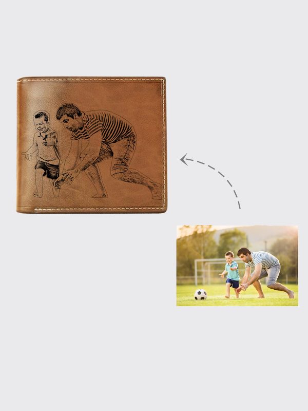 UnusualStandout #551 Personalized Photo Leather Men's Wallet - Brown