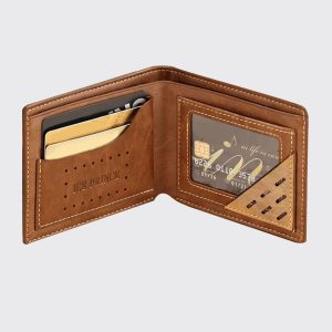 UnusualStandout #551 Personalized Photo Leather Men's Wallet - Brown