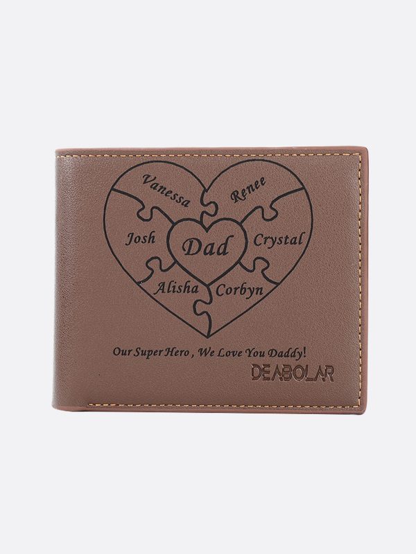 UnusualStandout #553 Personalized Name Heart Puzzle Wallet