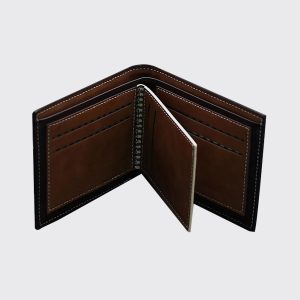 UnusualStandout #564 Personalized men's photo tri-fold wallet Dark Brown