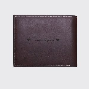 UnusualStandout #564 Personalized men's photo tri-fold wallet Dark Brown