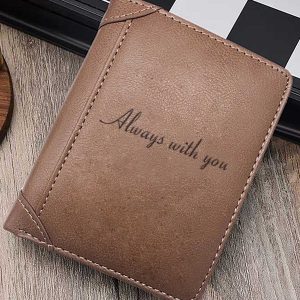 UnusualStandout #565 Personalized Retro Vertical Men's Photo Wallet Brown