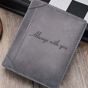 UnusualStandout #566 Personalized Retro Vertical Men's Photo Wallet Gray