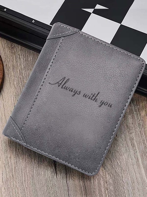 UnusualStandout #566 Personalized Retro Vertical Men's Photo Wallet Gray