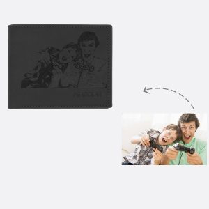 UnusualStandout #567 Personalized Photo Men's Flip Wallet Black