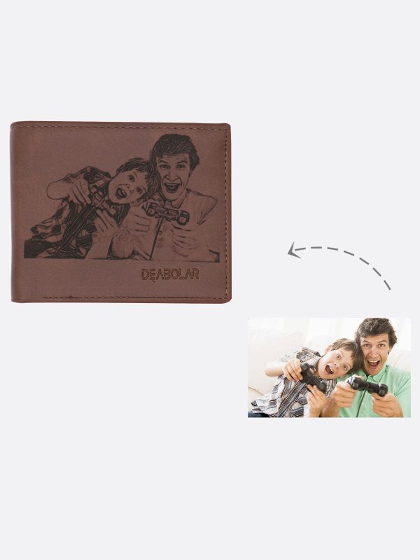 UnusualStandout #568 Personalized Photo Men's Flip Wallet Dark Brown