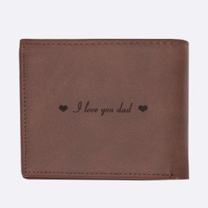 UnusualStandout #568 Personalized Photo Men's Flip Wallet Dark Brown