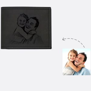 UnusualStandout #569 Personalized Photo Leather Men's Black Wallet