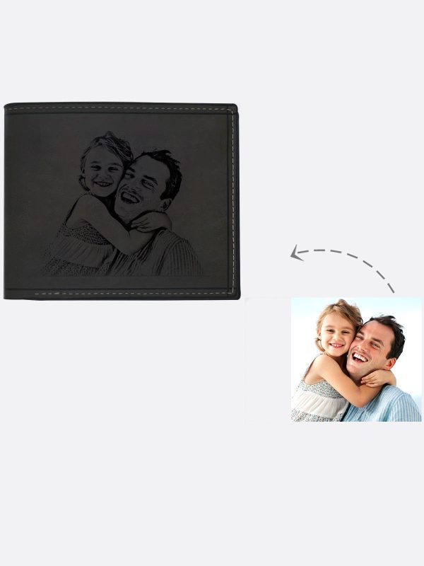 UnusualStandout #569 Personalized Photo Leather Men's Black Wallet