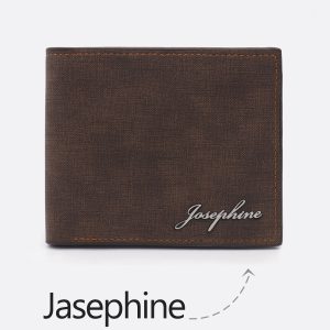 UnusualStandout #571 Personalized Name Men's Wallet Dark Brown