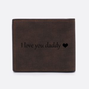 UnusualStandout #571 Personalized Name Men's Wallet Dark Brown