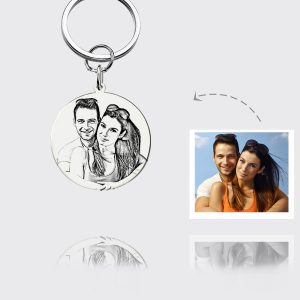 UnusualStandout #576 Personalized Photo Keychain Round - Sterling Silver