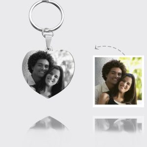 UnusualStandout #578 Personalized Photo Keychain Titanium Steel Heart Shaped