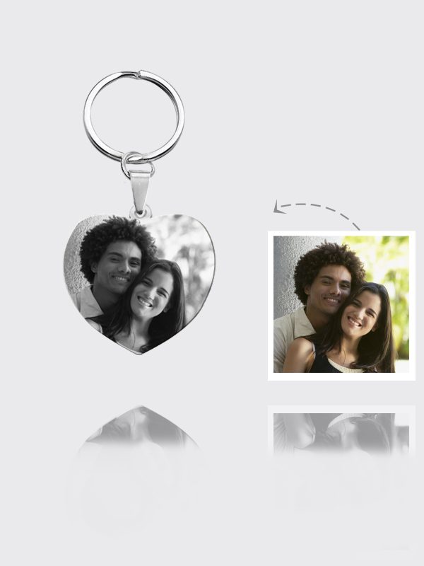 UnusualStandout #578 Personalized Photo Keychain Titanium Steel Heart Shaped