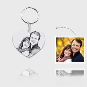 UnusualStandout #579 Personalized Photo Heart Keychain Sterling Silver