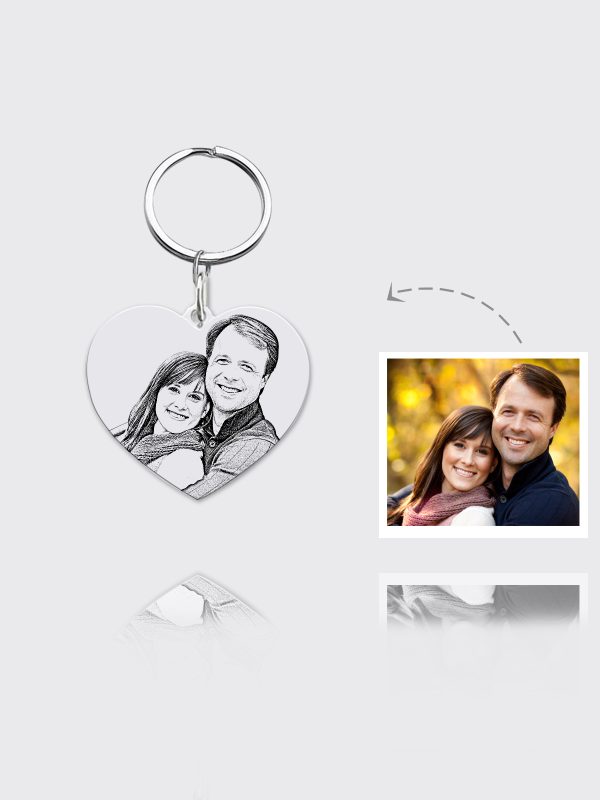 UnusualStandout #579 Personalized Photo Heart Keychain Sterling Silver