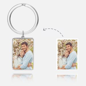 UnusualStandout #582 Personalized Photo Keychain Sterling Silver