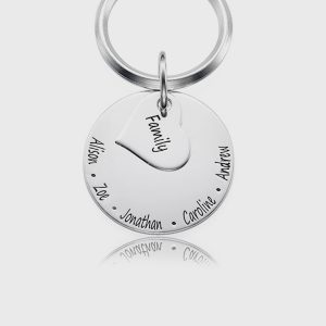 UnusualStandout #586 Personalized Name Disc And Heart Keychain