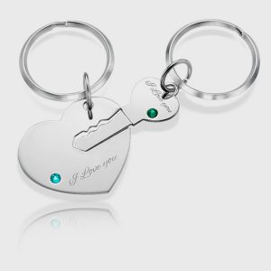 UnusualStandout #588 Personalized Heart and Key Keychain