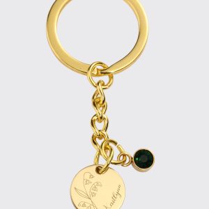 UnusualStandout #603 Personalized Birthflower Birthstone Keychain