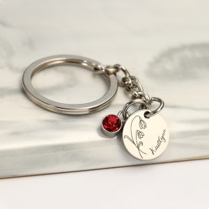 UnusualStandout #603 Personalized Birthflower Birthstone Keychain