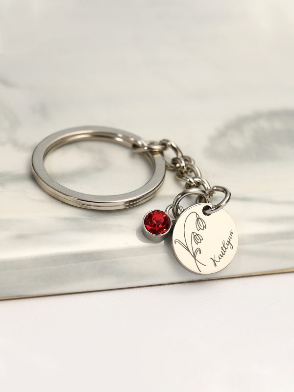 UnusualStandout #603 Personalized Birthflower Birthstone Keychain