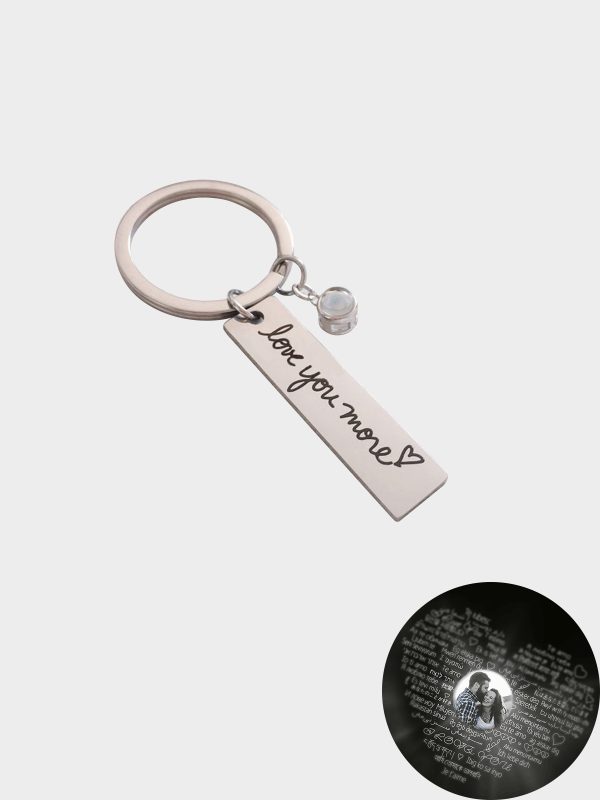 UnusualStandout #605 Personalized Couple Projection Photo Keychain