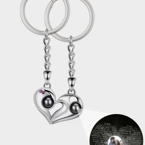 UnusualStandout #609 Personalized Couple Picture Projection Keychain,Couple Keychain Set