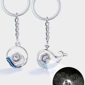 UnusualStandout #610 Personalized Couple Picture Projection Keychain,Couple Keychain Set