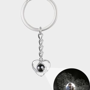 UnusualStandout #611 Personalized Heart Photo Projection Keychain