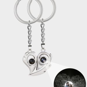 UnusualStandout #615 Personalized Couple Picture Projection Keychain,Couple Keychain Set