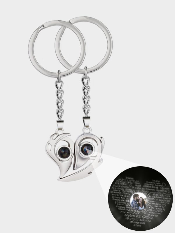 UnusualStandout #615 Personalized Couple Picture Projection Keychain,Couple Keychain Set