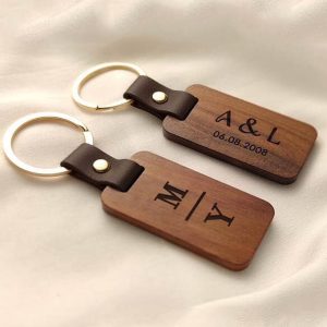 UnusualStandout #621 Personalized Wooden Leather Keychain