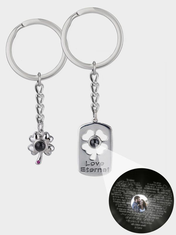 UnusualStandout #623 Personalized Couple Picture Projection Keychain,Couple Keychain Set