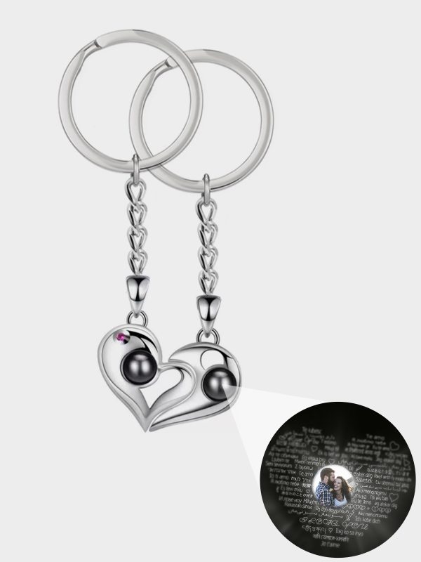 UnusualStandout #631 Personalized Couple Picture Projection Keychain,Couple Keychain Set