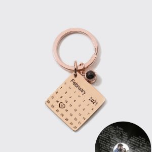 UnusualStandout #633 Personalized calendar keychain,photo projection keychain,anniversary date keychain,custom date keychain