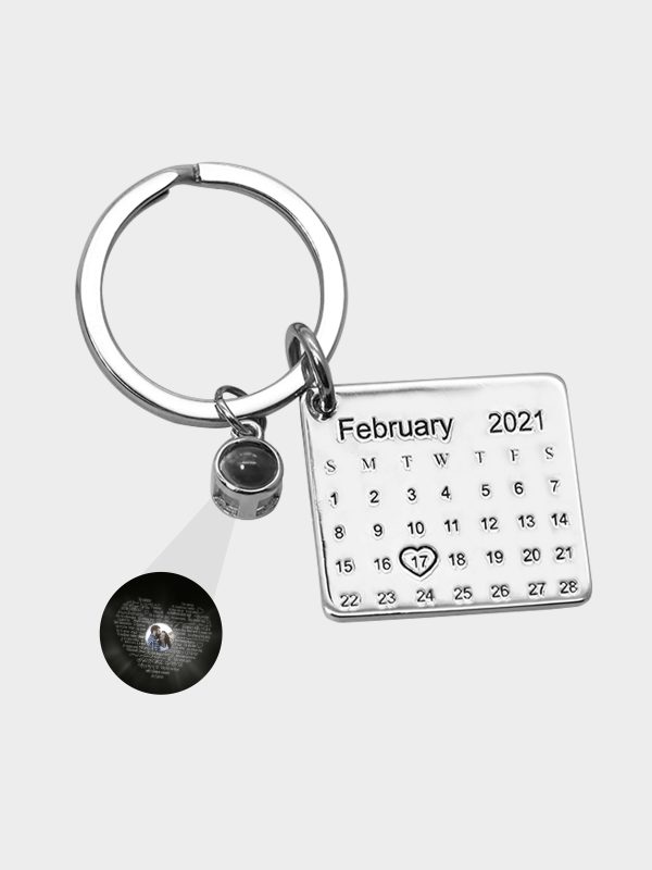 UnusualStandout #634 Personalized Photo Projection Calendar Keychain