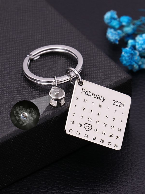 UnusualStandout #634 Personalized Photo Projection Calendar Keychain